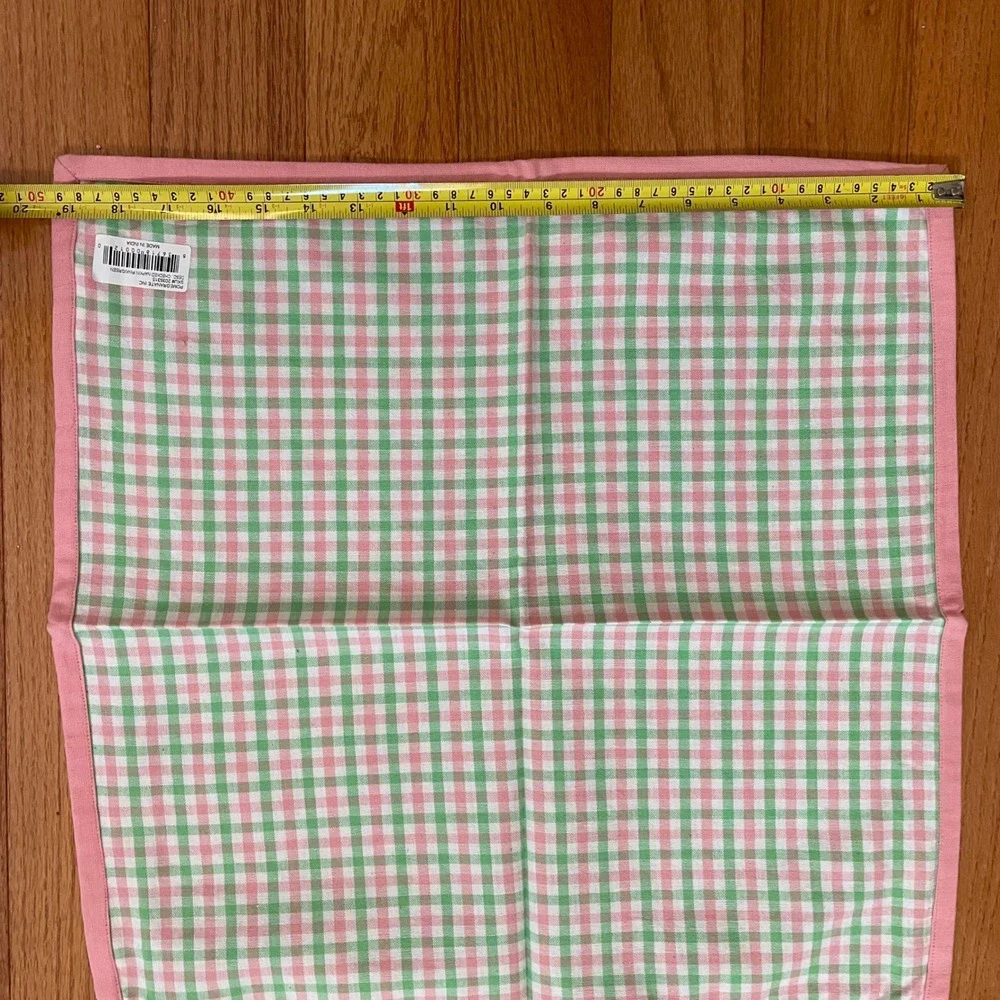 Pomegranate Inc.‎ Tablecloth Napkin Set Pink Green Cotton Gingham Cottagecore